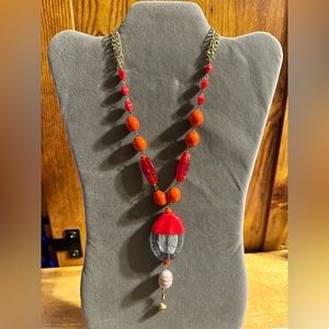 Beaded - Mixed Bead Material Statement Necklace